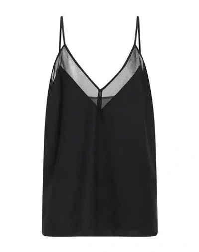Semicouture Woman Top Black Size 6 Virgin Wool, Polyester, Viscose, Elastane