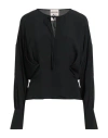 Semicouture Woman Top Black Size 6 Acetate, Silk