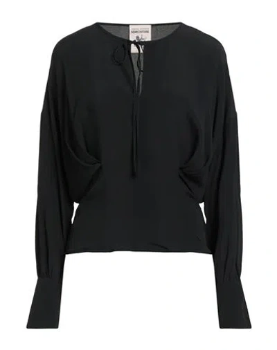 Semicouture Woman Top Black Size 6 Acetate, Silk