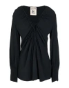 Semicouture Woman Top Black Size 8 Acetate, Silk