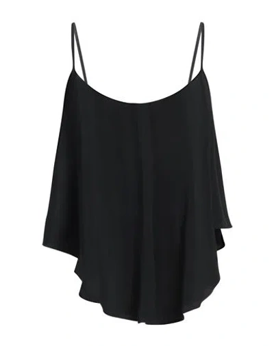 Semicouture Woman Top Black Size 8 Acetate, Silk