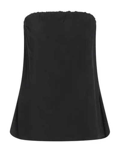 Semicouture Woman Top Black Size 8 Cotton, Polyamide, Elastane