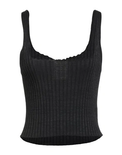 Semicouture Woman Top Black Size Xl Viscose, Polyamide