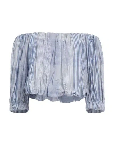 Semicouture Woman Top Blue Size 4 Cotton