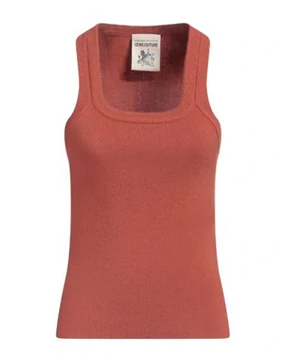Semicouture Woman Top Brick Size L Virgin Wool, Cashmere In Red
