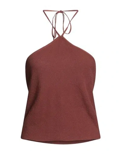 Semicouture Woman Top Brown Size S Cotton