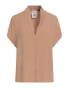 Semicouture Woman Top Camel Size 6 Acetate, Silk