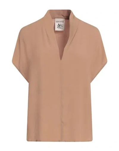 Semicouture Woman Top Camel Size 6 Acetate, Silk In Sand