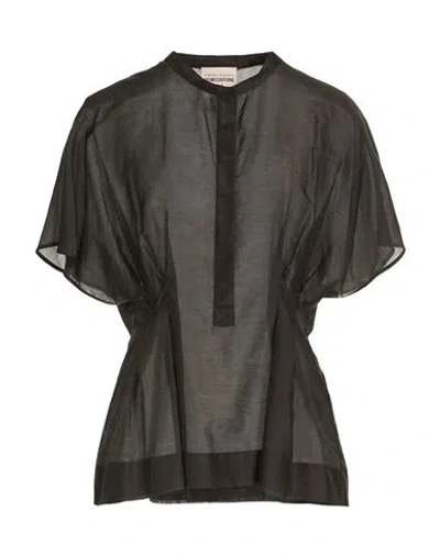 Semicouture Woman Top Charcoal Size 6 Cotton, Silk In Gray