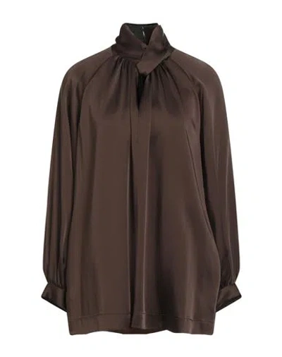 Semicouture Woman Top Chocolate Brown Size 10 Acetate, Viscose