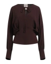 Semicouture Woman Top Chocolate Brown Size 8 Acetate, Silk