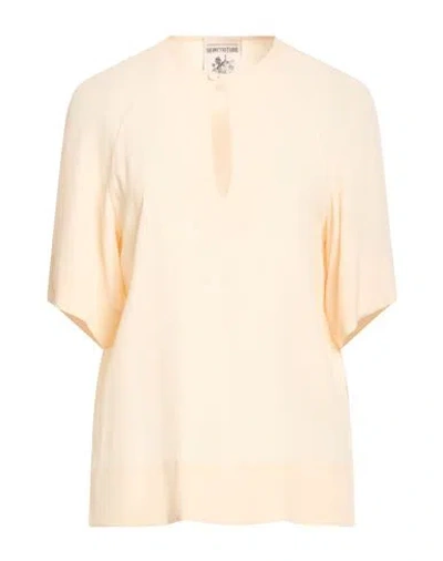 Semicouture Woman Top Cream Size 10 Acetate, Silk In Gold