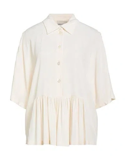 Semicouture Woman Top Cream Size 4 Acetate, Silk In White