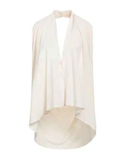Semicouture Woman Top Cream Size 8 Acetate, Silk In Neutral