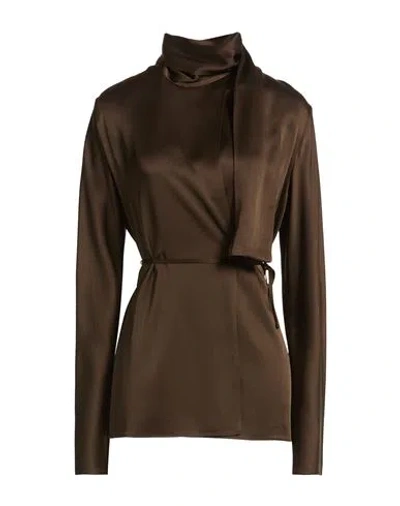 Semicouture Woman Top Dark Brown Size 6 Acetate, Viscose