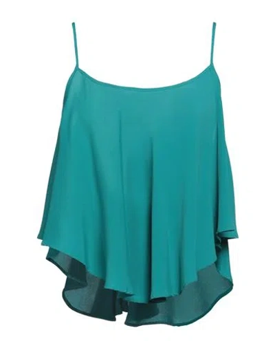 Semicouture Woman Top Deep Teal Size 4 Acetate, Silk In Green