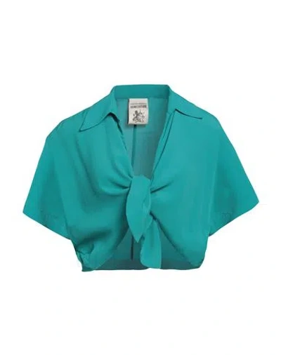 Semicouture Woman Top Deep Teal Size 6 Acetate, Silk In Green
