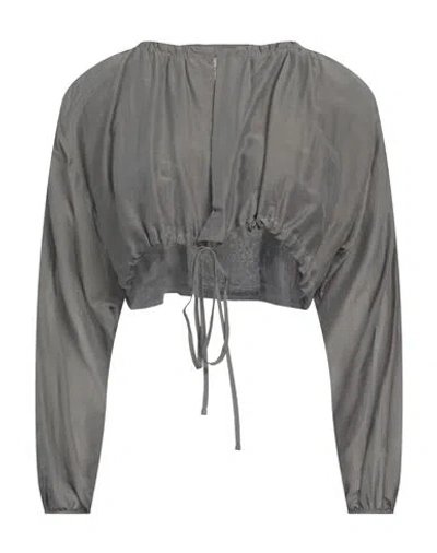 Semicouture Woman Top Grey Size 10 Cotton, Silk