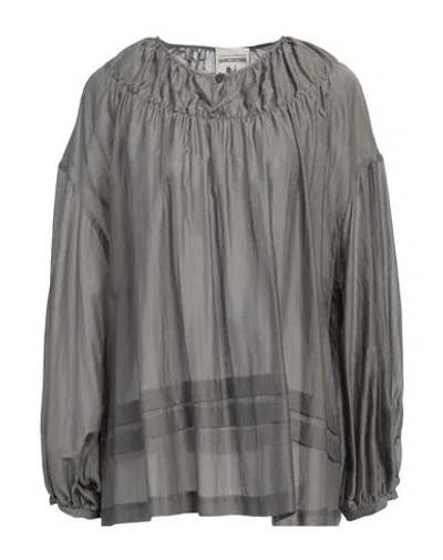 Semicouture Woman Top Grey Size 10 Cotton, Silk