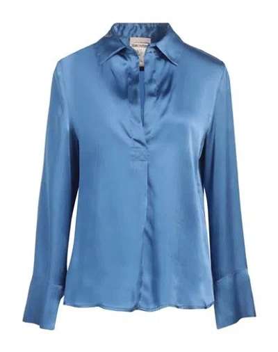 Semicouture Woman Top Light Blue Size 4 Acetate, Silk