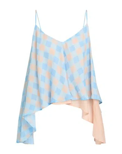 Semicouture Woman Top Light Blue Size 8 Ramie