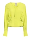 Semicouture Woman Top Lime Green Size 6 Acetate, Silk
