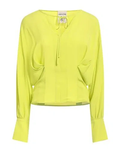 Semicouture Woman Top Lime Green Size 6 Acetate, Silk