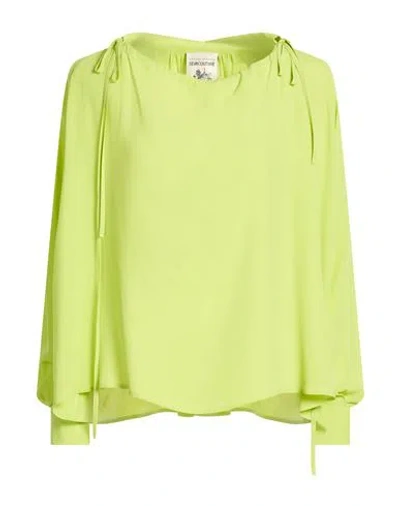 Semicouture Woman Top Lime Green Size 6 Acetate, Silk