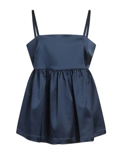 Semicouture Woman Top Midnight Blue Size 6 Acetate, Polyamide, Elastane