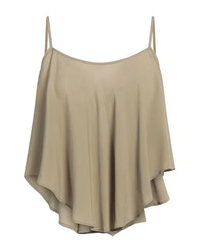 Semicouture Woman Top Military Green Size 6 Acetate, Silk
