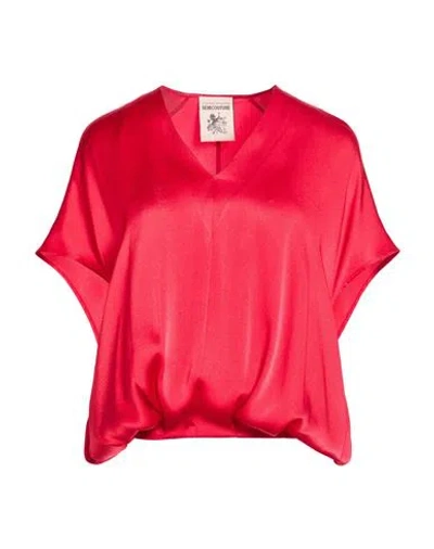 Semicouture Woman Top Red Size 2 Acetate, Silk