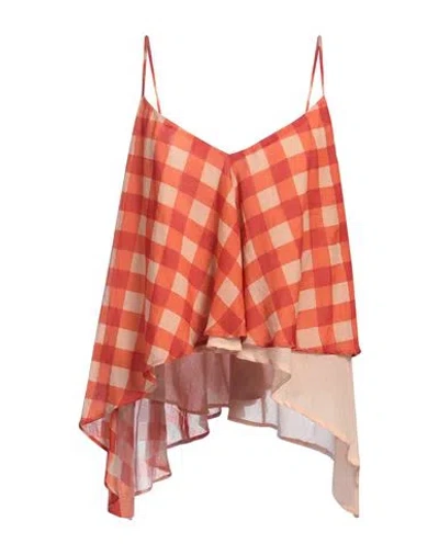 Semicouture Woman Top Red Size 6 Ramie