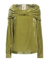Semicouture Woman Top Sage Green Size 8 Viscose, Polyamide