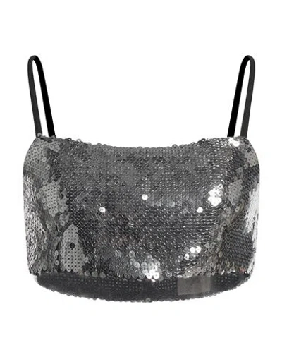 Semicouture Woman Top Silver Size 6 Polyester