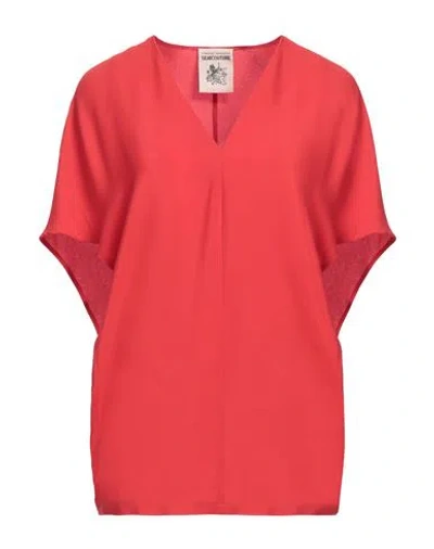 Semicouture Woman Top Tomato Red Size 6 Acetate, Silk