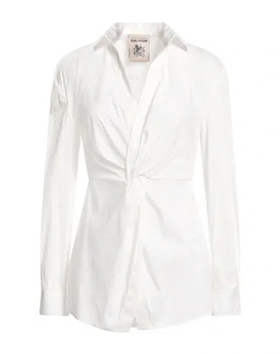 Semicouture Woman Top White Size 10 Cotton, Polyamide, Elastane