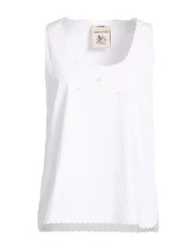 Semicouture Woman Top White Size 12 Cotton, Elastane