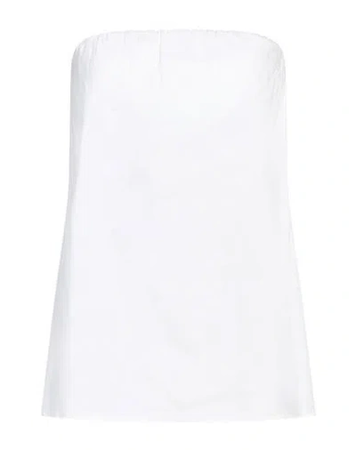 Semicouture Woman Top White Size 8 Cotton, Polyamide, Elastane