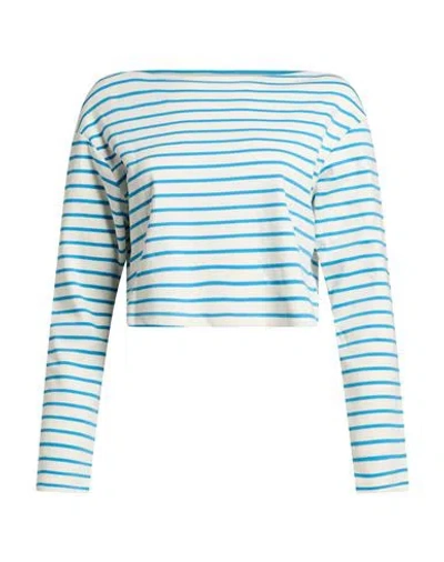 Semicouture Woman T-shirt Azure Size M Cotton In Blue