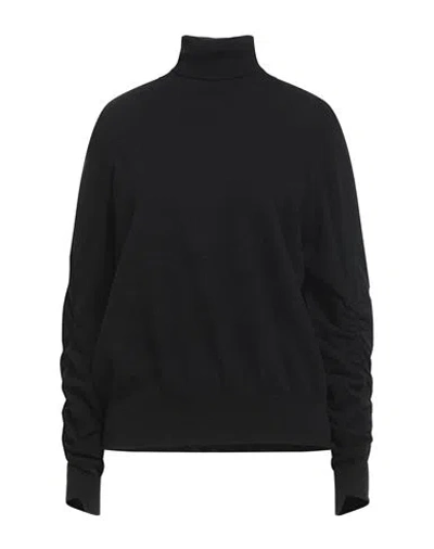 Semicouture Woman Turtleneck Black Size L Virgin Wool, Cashmere In Blue