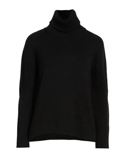 Semicouture Woman Turtleneck Black Size Xl Cashmere, Polyamide