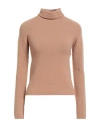 Semicouture Woman Turtleneck Camel Size L Virgin Wool, Polyamide, Cashmere, Elastane In Brown