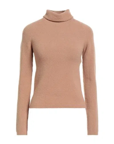 Semicouture Woman Turtleneck Camel Size L Virgin Wool, Polyamide, Cashmere, Elastane In Brown