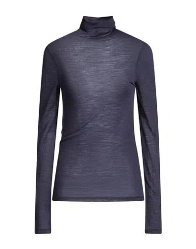 Semicouture Woman Turtleneck Navy Size L Wool, Polyamide In Blue