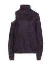 Semicouture Woman Turtleneck Plum Size L Mohair Wool, Polyamide, Virgin Wool In Purple