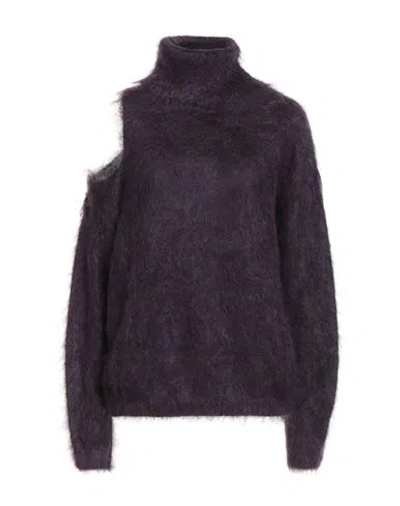 Semicouture Woman Turtleneck Plum Size L Mohair Wool, Polyamide, Virgin Wool In Purple