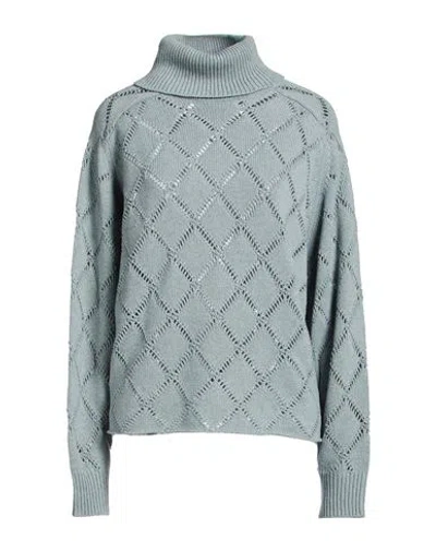 Semicouture Woman Turtleneck Sky Blue Size M Cashmere, Polyamide