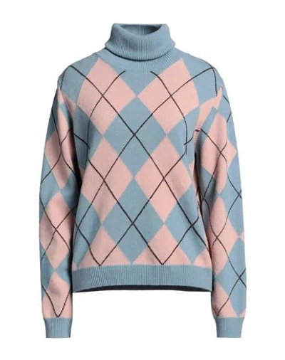 Semicouture Woman Turtleneck Sky Blue Size M Wool, Polyamide