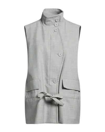 Semicouture Woman Vest Grey Size 6 Polyester, Virgin Wool, Elastane In Gray