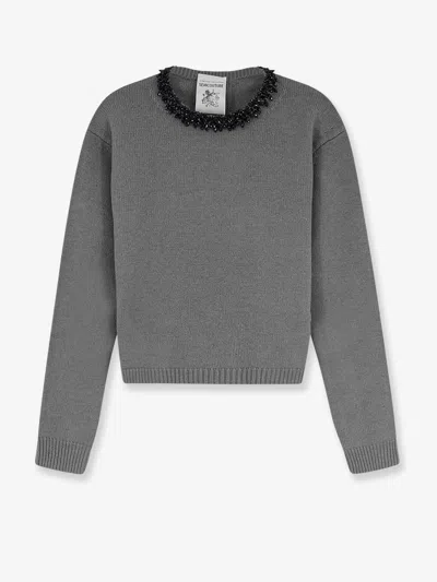 Semicouture Wool And Cashmere Blend Sweater In Animal Print